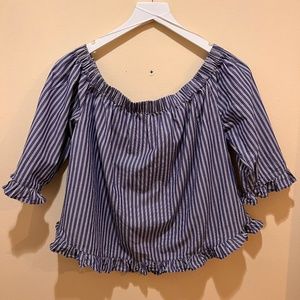 Velvet heart Striped off the shoulder shirt